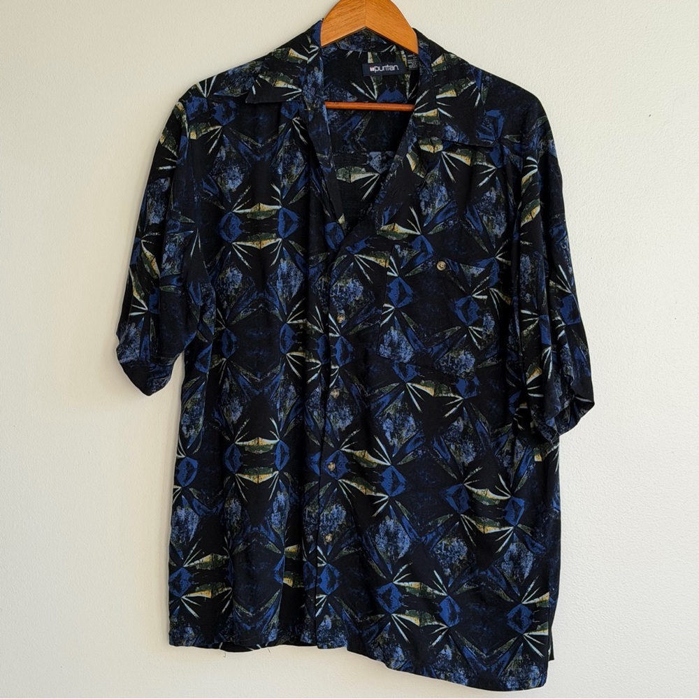Puritan Black and Blue Abstract Shirt